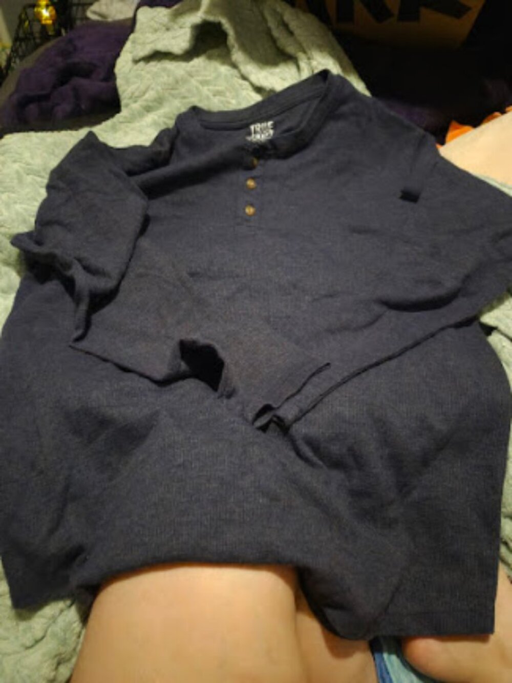 True Craft navy blue long sleeve cotton & polyester shirt in a L